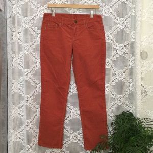 J Crew Womens City Fit Red Orange Corduroy Pants Size 27s